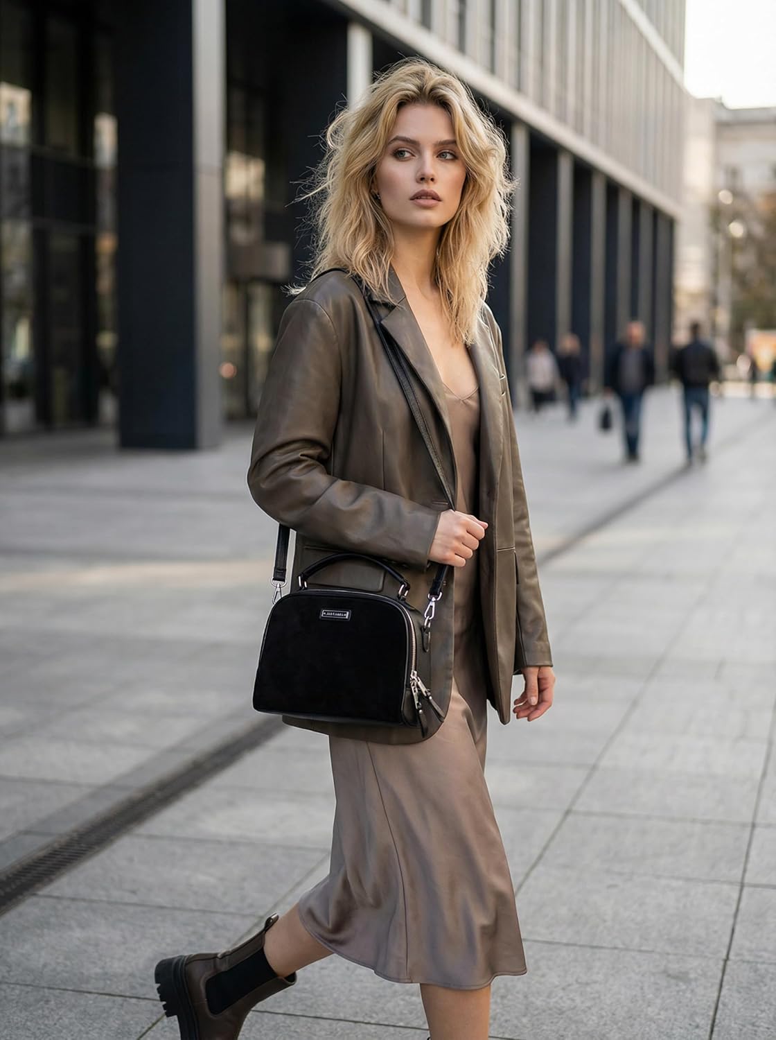 ALEX&MIA Women's Crossbody Bag - Suede & PU Leather Double-Sided Handbag with Adjustable Strap - Image 2