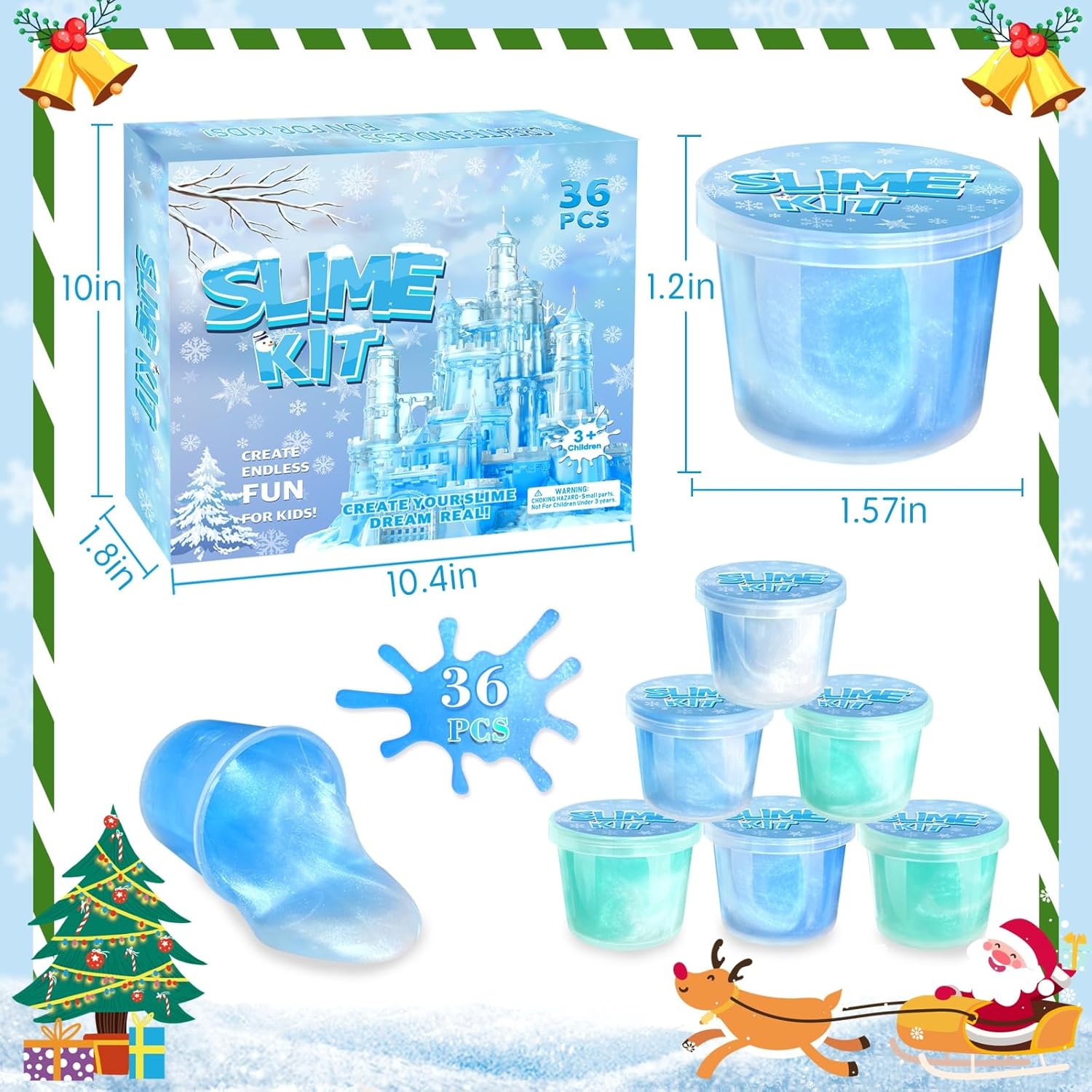 36 Pack Frozen Slime Party Favors for Kids Winter Snowflake Slime Putty Toys Christmas Easter Birthday Goodie Bag Stuffer Classroom Reward for Girls Boys Stretchy Non-Sticky Stress Relief