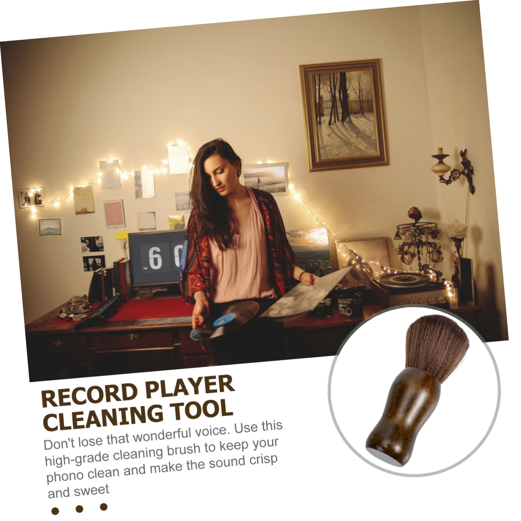 KONTONTY Record Player Cleaning Brush Compact Vinyl Record Cleaner for Safe Dust Removal High-end Materials for Turntable Maintenance