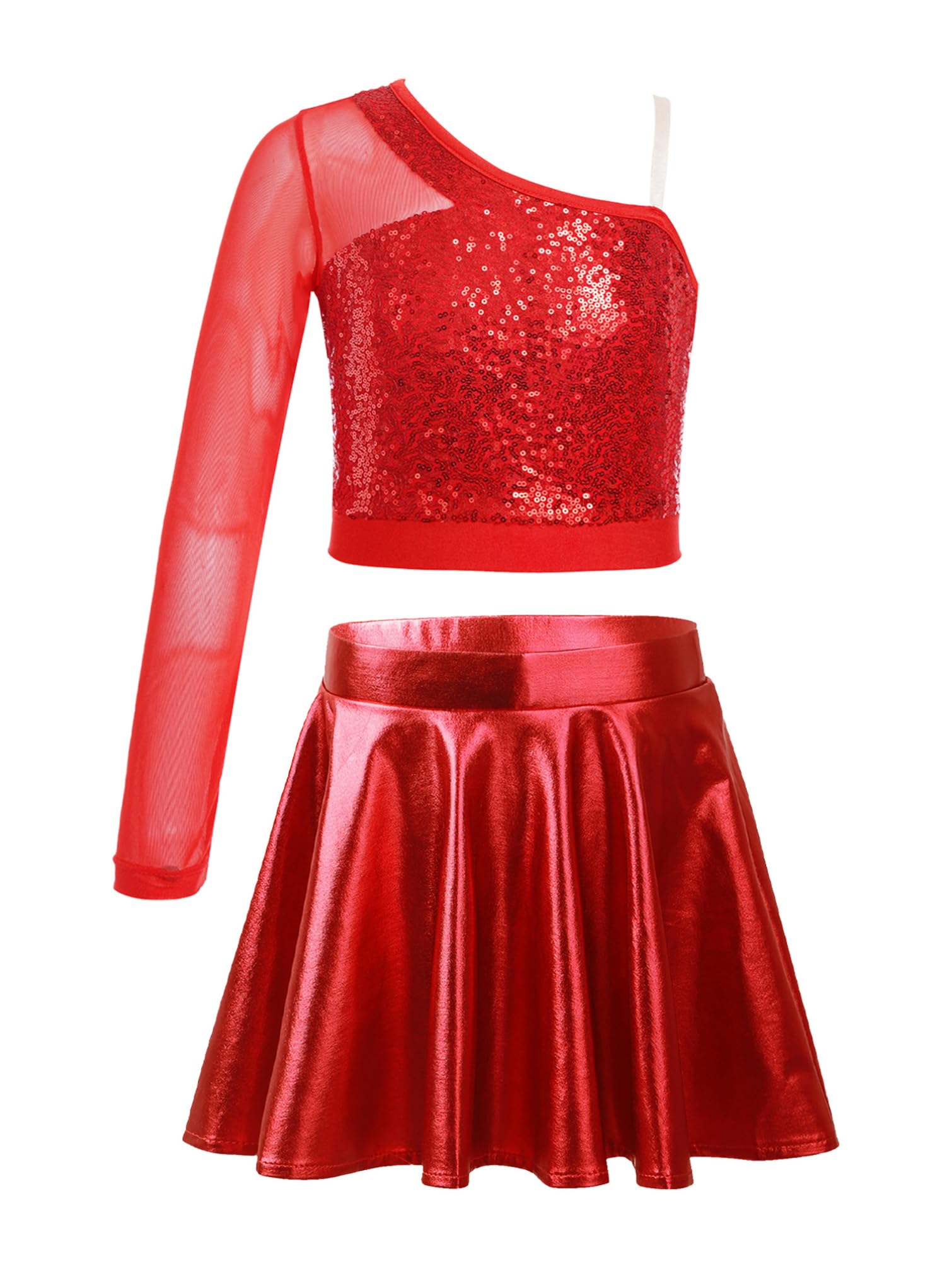 red sequin crop top dance