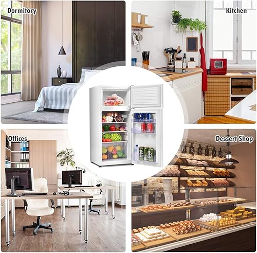 Vista 5 de GOFLAME Refrigerador compacto, 3.4 pies cúbicos Mini refrigerador con estantes de vidrio extraíbles, termostato ajustable, refrigerador Blanco