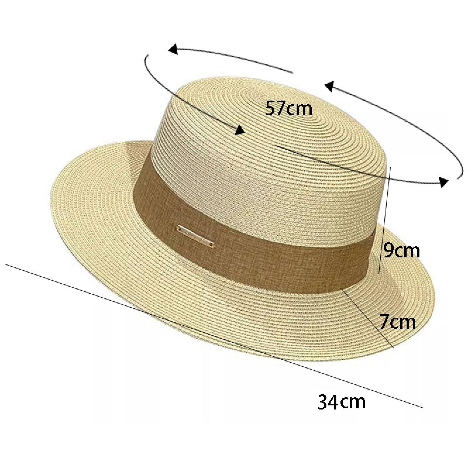 Générique Chapeau Femme Été Grand Bord en Paille de Palmier Tressée Légère Respirante Confortable - Chapeau de Soleil Élégant pour Plage Tropicale Look Ethnique Mode Chic Estivale