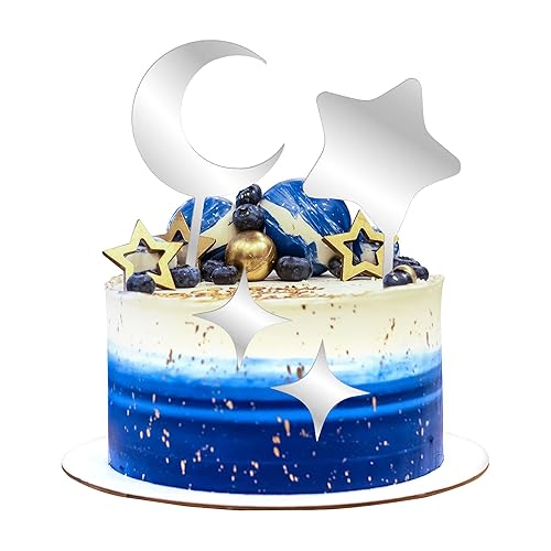 Miniatura 7 de Gyufise 7 piezas de acrílico para decoración de tartas de luna y estrellas, decoración de pasteles de baby shower, suministros de fiesta de
