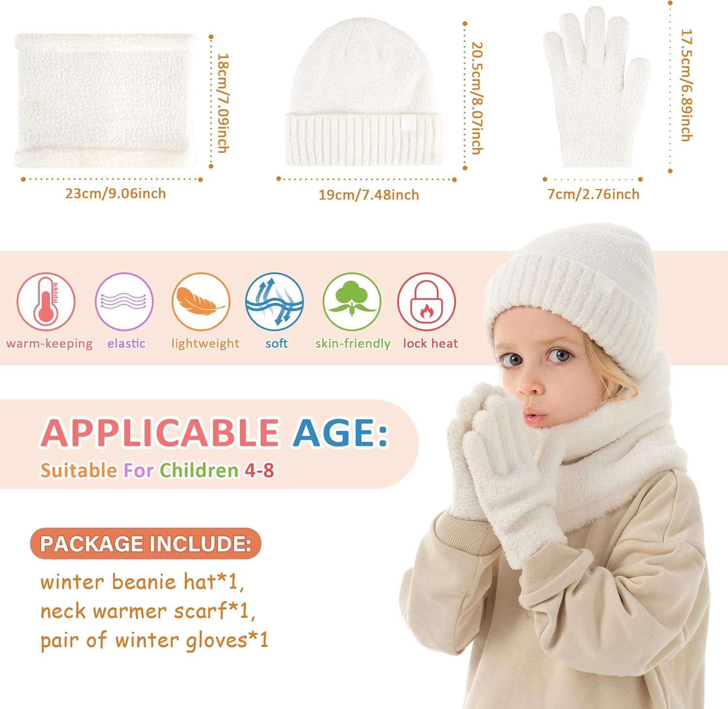 Toddler Kids Winter Hat Scarf Gloves Set Cold Weather Beanie Hats Fleece Neck Warmer for 4 5 6 7 8 Year Old Boys Girls Gifts - Image 5