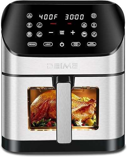 DEIME Freidora de aire de 8.5 cuartos de galón, horno sin aceite, freidora de aire grande, olla saludable con 10 preajustes de 1 toque, ventana de
