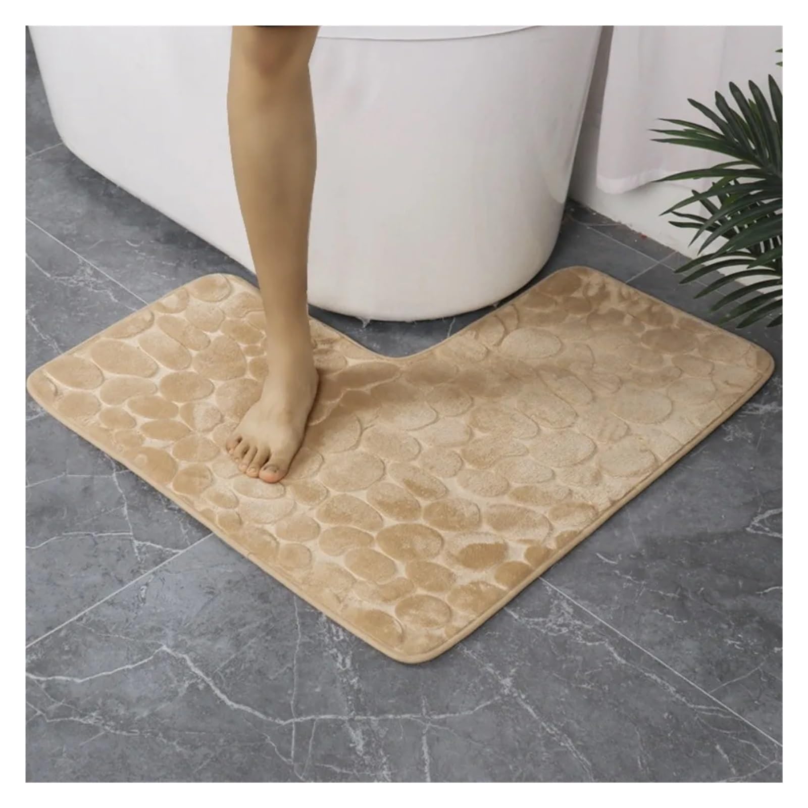 Tappeto da bagno a forma di L, tappetino antiscivolo, doccia angolare, morbido e assorbente, in cotone, tinta unita Tappetino da Bagno a Forma di L(Grey)