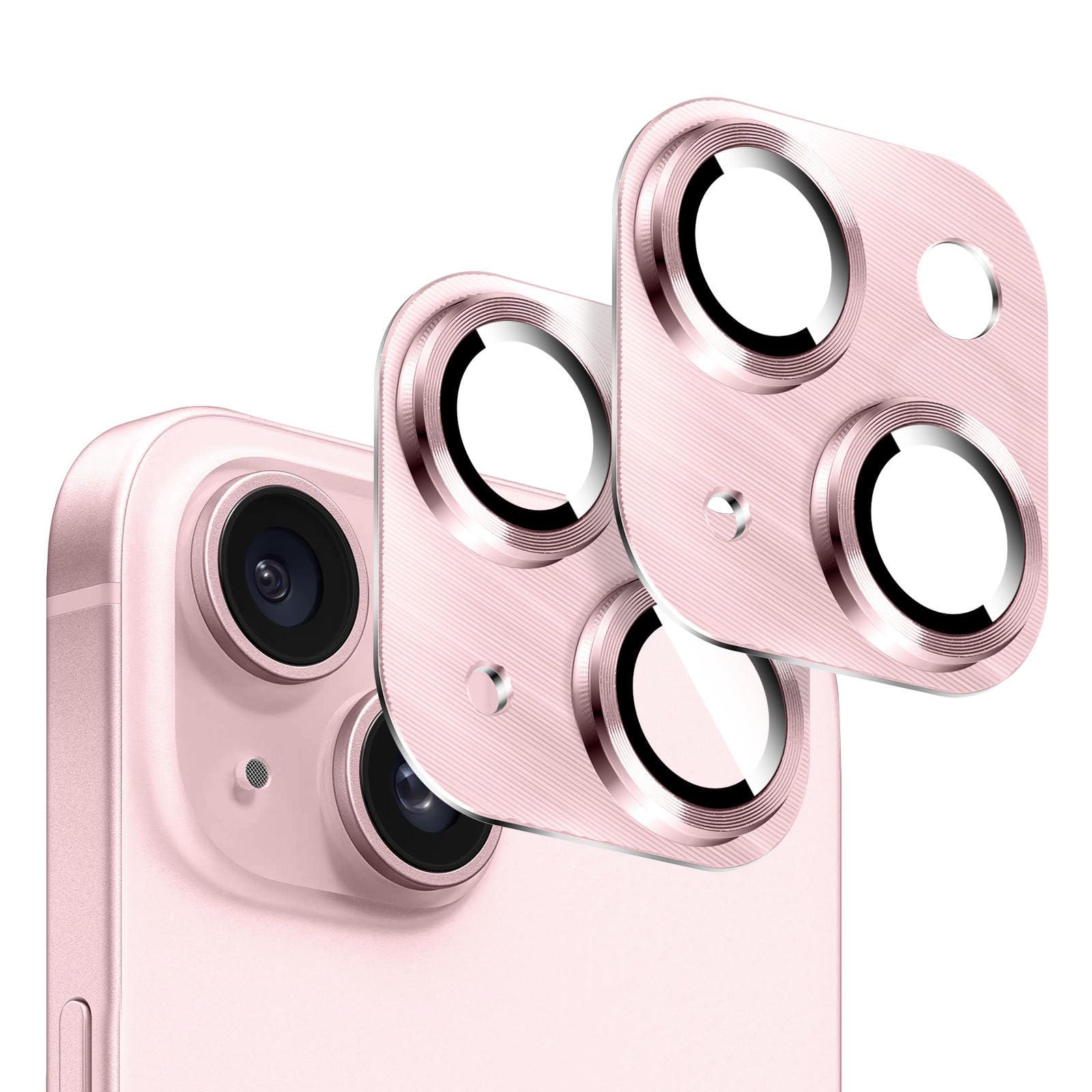 LucBuy Protezione per Fotocamera Compatibile con iPhone 13/iPhone 13 Mini, Copertura per Obiettivo Della Fotocamera in Vetro Temperato Diamond, Anelli Metallici Autoallineanti Individuali