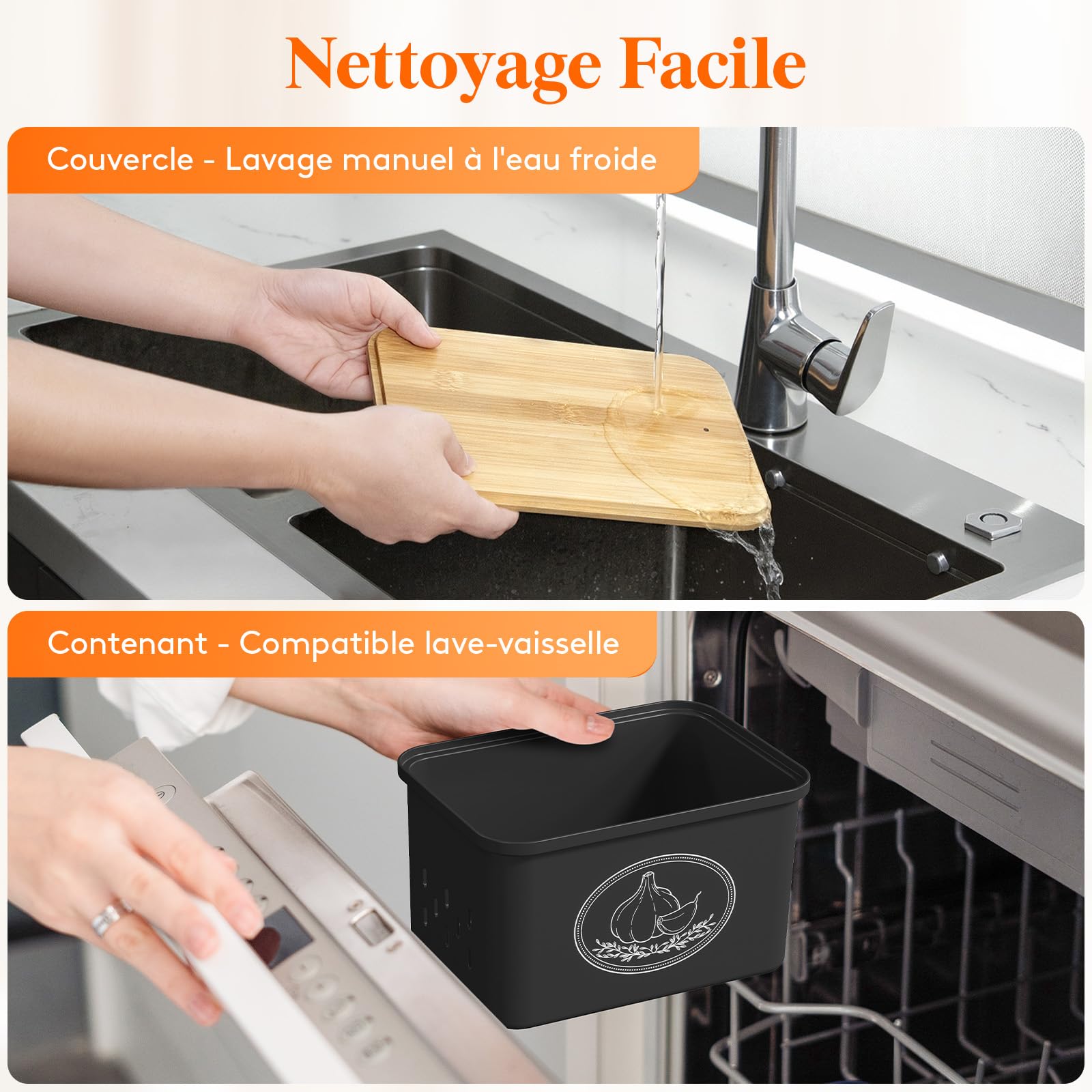 Lifewit Rangement Pomme de Terre, Grande Boite Oignons avec Couvercle et Des Trous de Ventilation, Boîtes de Legumes Rangement Cuisine en Plastique Empilables, 24 cm(H), Noir, 3 Pièces
