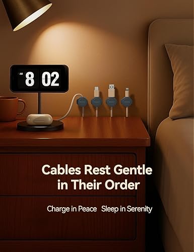 Miniatura 7 de FLYLEAD - Paquete de 8 organizadores de cables magnéticos de silicona, organizador de cables adhesivos debajo del escritorio, organizador de cables