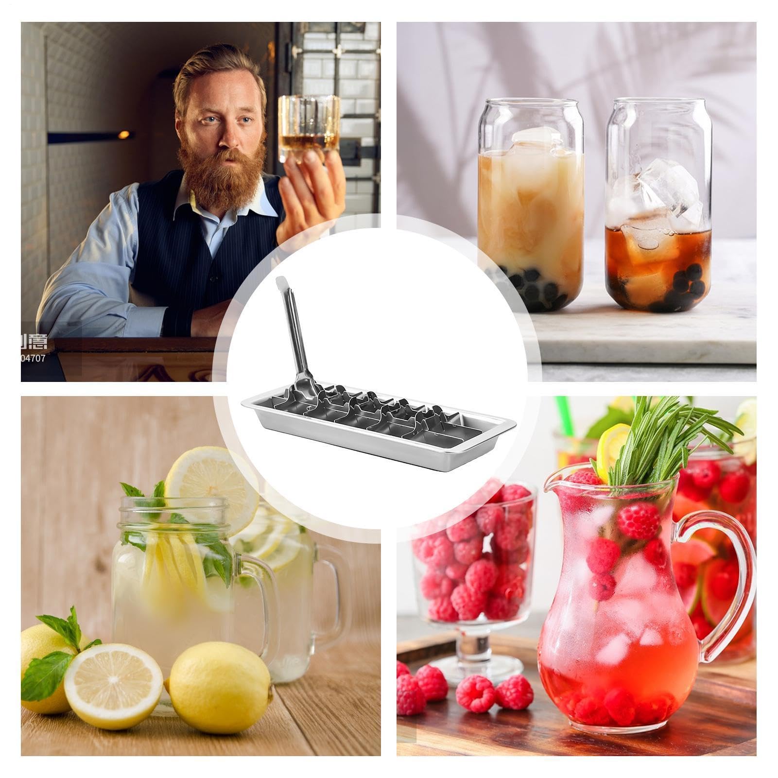 Eiswürfelbehälter – 18 Fächer (1 Stück) Griff mit zum einfachen Lösen | Schmelzschneemaschine, DIY, abnehmbare Form für Tiefkühlkost, Zubereitung von gekühlten Getränken D
