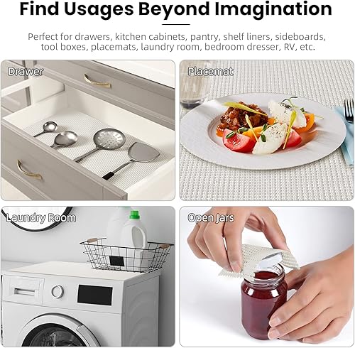 Miniatura 7 de BAGAIL - Forro de cajón, 17.5 x 20 pies, revestimientos de estantes no adhesivos para armarios de cocina, forros gruesos y fuertes de agarre para