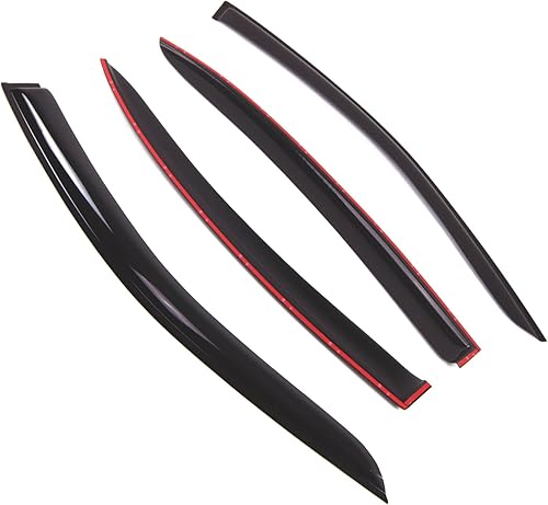 Miniatura 2 de Tuningpros WD2-699 Deflector de visera de ventana de montaje exterior, protector contra la lluvia, color humo oscuro, juego de 4 piezas compatible