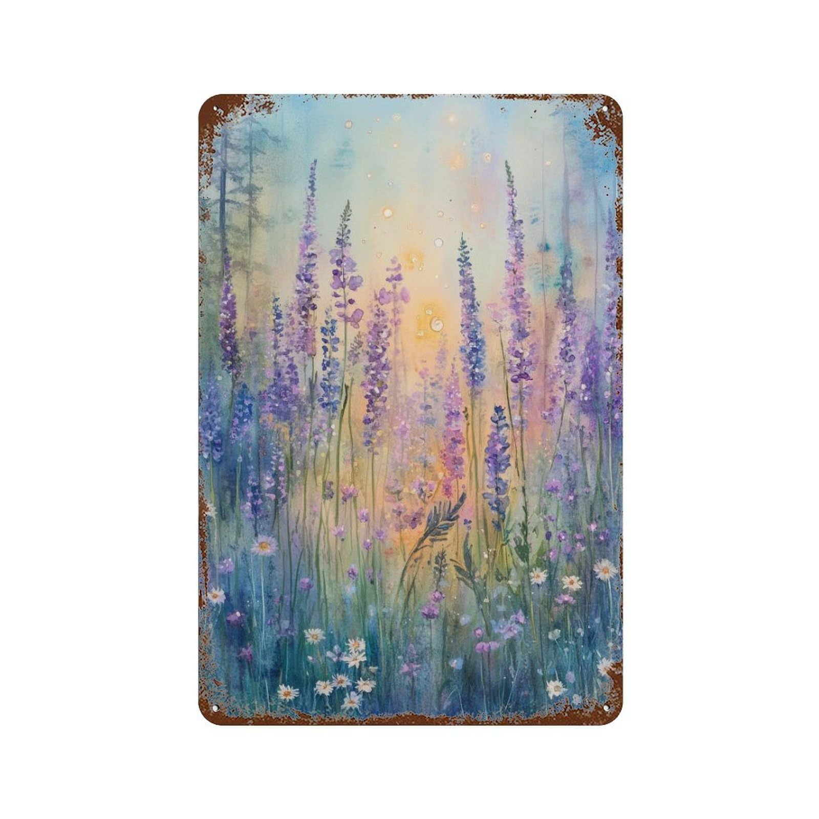 Wildflowers in The Enchanted Forest Watercolor Cottagecore Decor Dark Academia Illustration Wall Decor Art Metal Tin Poster Modern Home Decor Art Home Bar Shop Decorations Vintage Sign 30x20cm