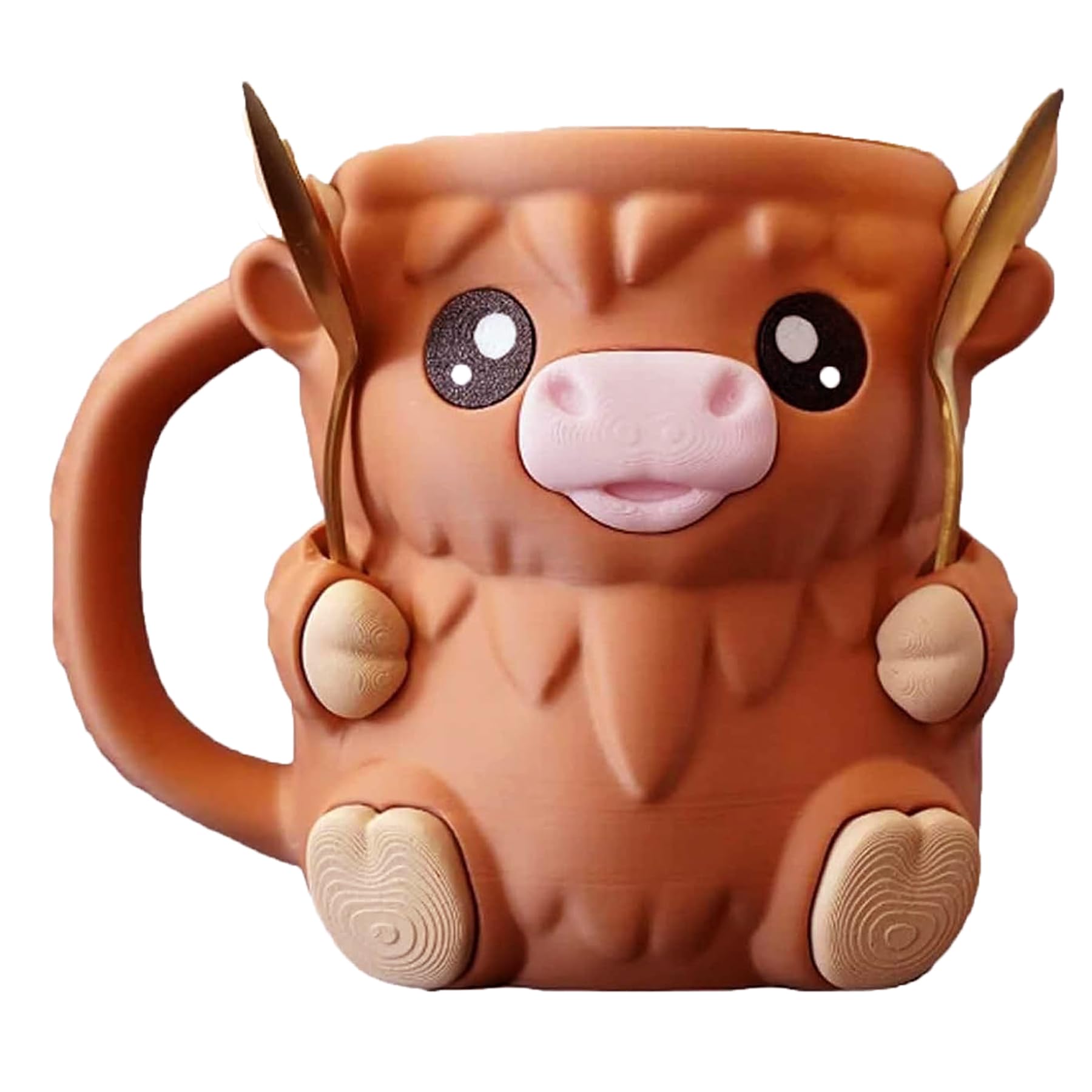 New Highland Cow Ice Needle Holder with Spoon and Handle, Ice Cream Needle Cover, Cute Animal Cooler Container Leak proof Ice Bar Comfortable Beer Can Cup, Gift for Friends (New-a)