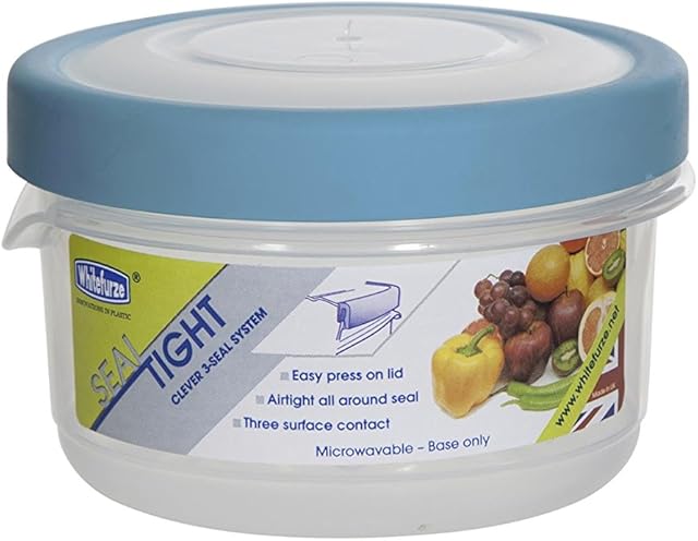 Whitefurze Round Seal Tight Container, Plastic, Teal, 0.3 Litre
