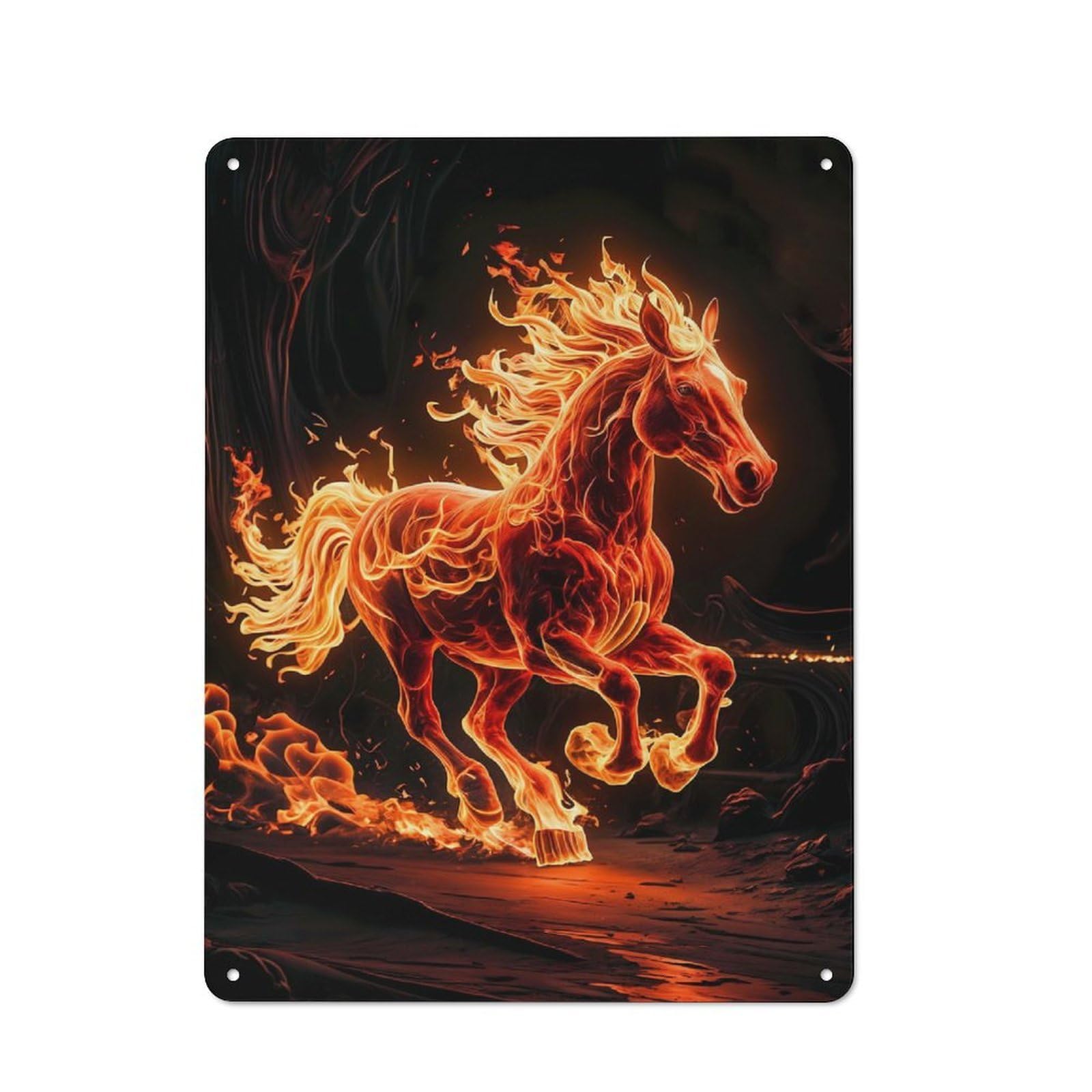 Retro Retro Metal Sign 40x30cm Featuring Horses Fire, Garage Wall Decor for Garage, Hobby Room, Office Or Man Cave
