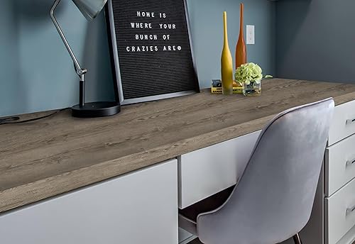 Miniatura 8 de GloryTik Papel de contacto de grano de madera marrón grisáceo de 17.7 x 78.7 pulgadas, papel tapiz autoadhesivo extraíble con aspecto de madera,