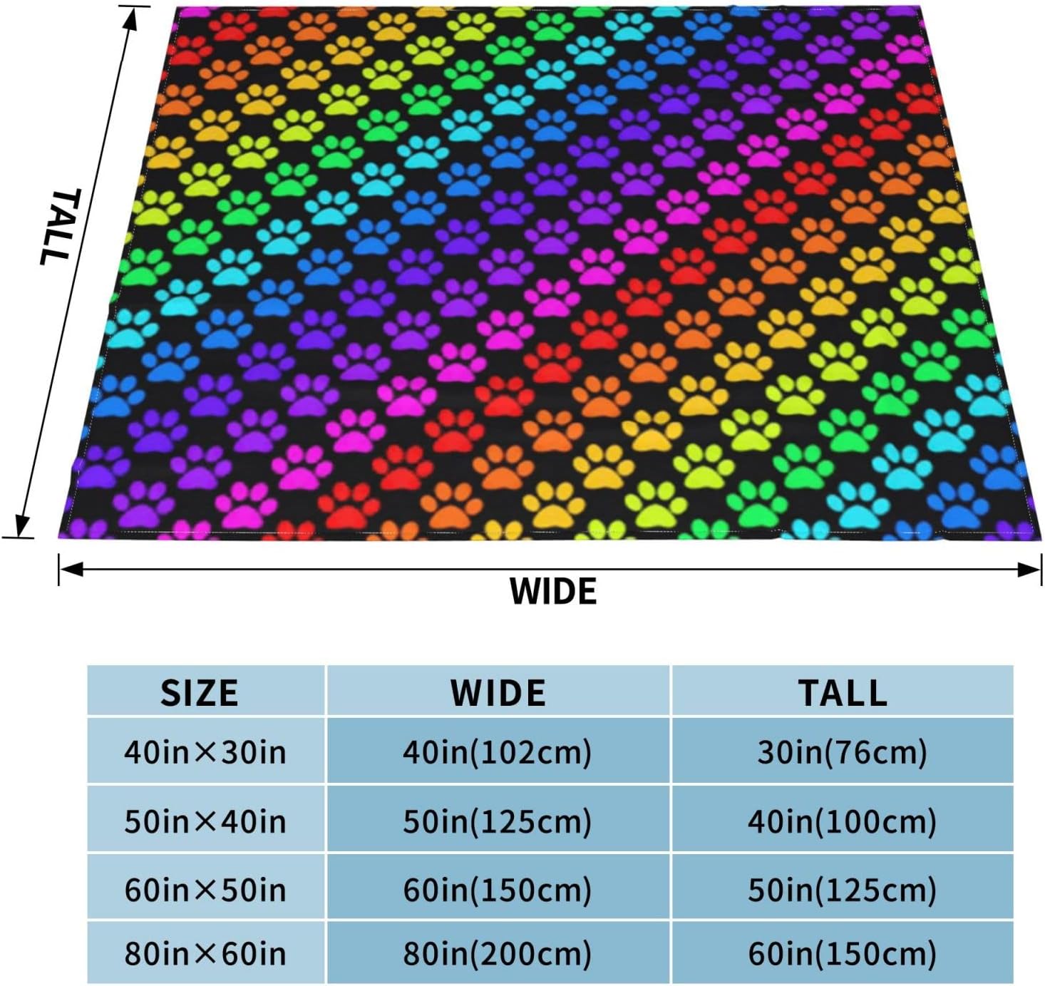 Animal Footprints Blanket Ultra Soft Micro Fleece Blanket Throw for Couch Sofa Bed