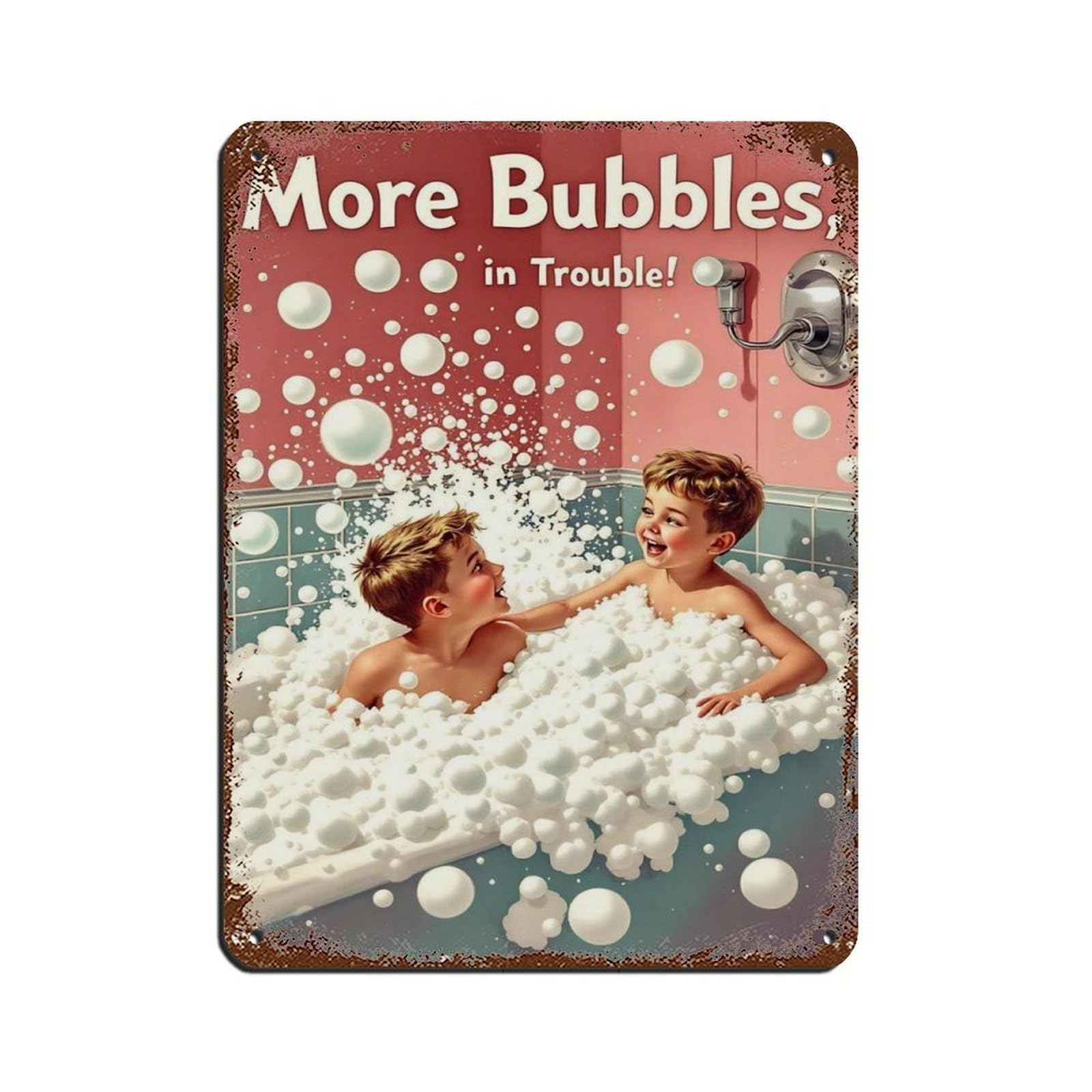 Affiche vintage en métal pour une salle de bain rétro et bistrot chic 30x40cm