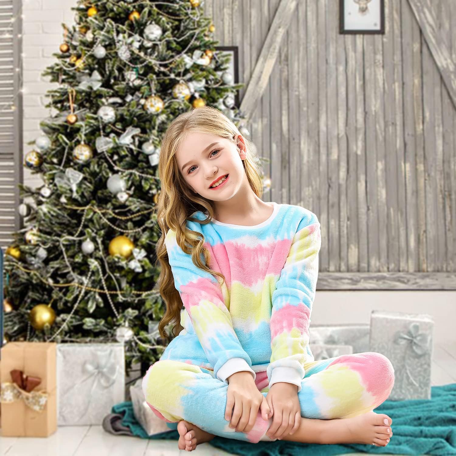 V.&GRIN Girls Fleece Pajamas, Soft Cozy Pullover Sweatshirt Pants Set for Kids 7-16 Years - Image 2