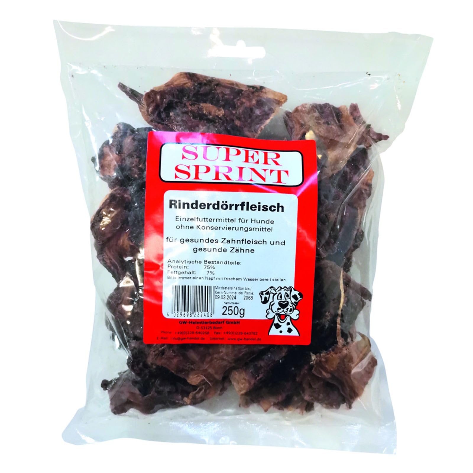Rinderdörrfleisch 10kg Hundesnack 40x250g Kausnack Hunde Kauartikel Premium