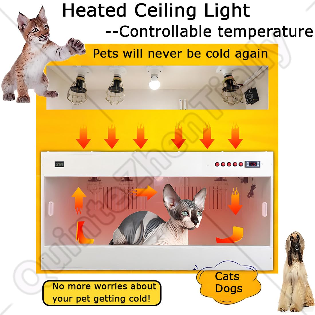 Incubatrice Cuccioli,Incubatrice Domestica Cani,Scatola Lallevamento Animali Domestici Appena Nati,Visualizzazione Tempo Reale Temperatura umidità,per Gattini,Gatti Black-23x20x20in