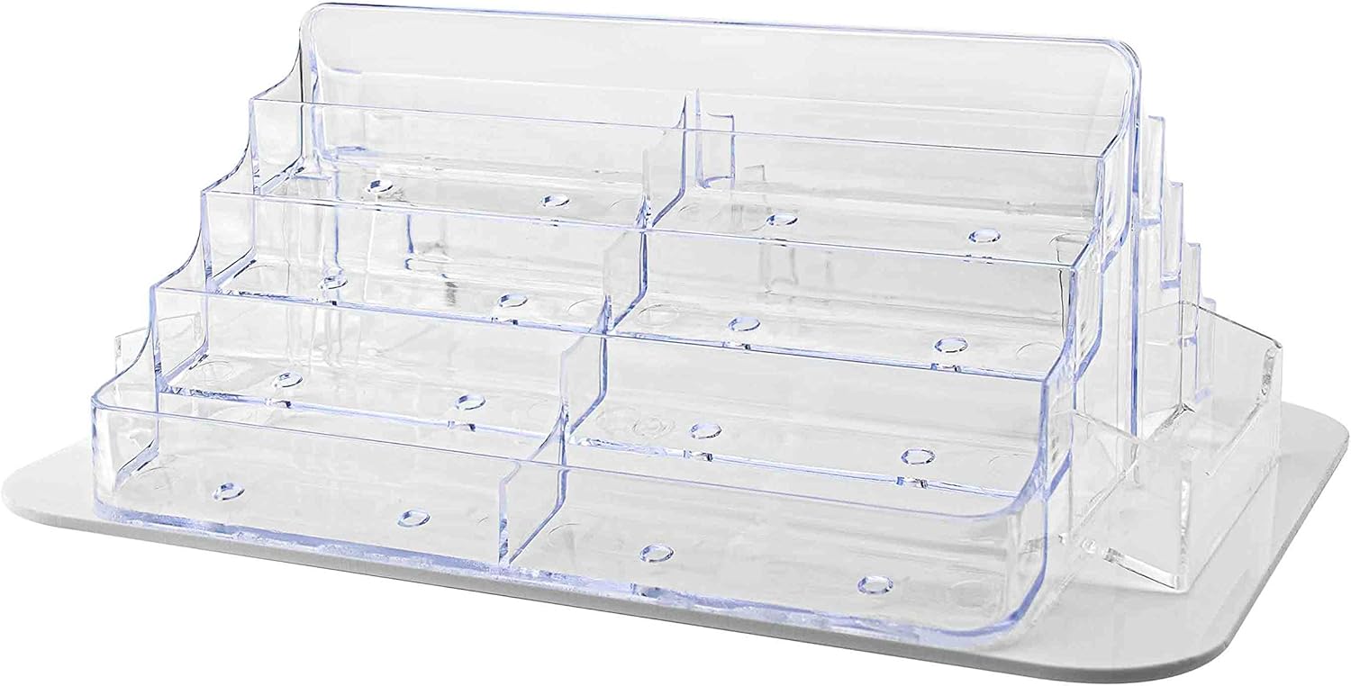 Marketing Holders Business Card Display 14 Multi Pocket Cards Spinning Organizer Medical Office Rotating Acrylic Supplies Rotating Clear Carousel Countertop