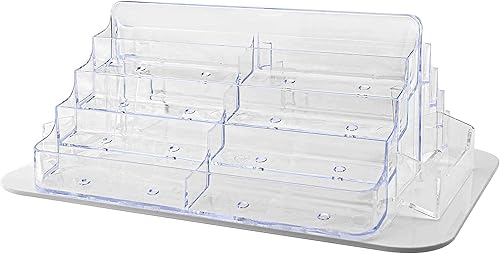 Marketing Holders Paquete de 2 tarjeteros giratorios de acrílico transparente con 18 ranuras para tarjetas de citas de 3.5 x 2 pulgadas en