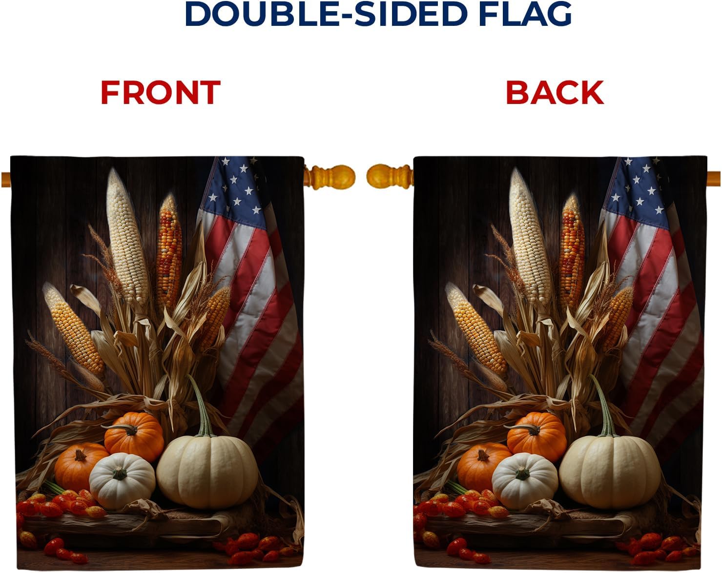 America Forever USA Autumn Bounty Thanksgiving House Flag 28 x 40 inch Double Sided Large Fall Flags for Yard, Outside, Patriotic Harvest Flag Outdoor Decors