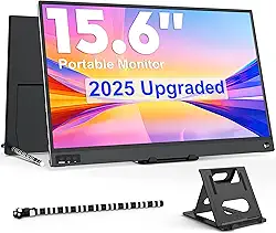 ZSCMALLS Tela portátil, monitor estendido de 15,6 polegadas 1080p, tela portátil 1000:1 100% sRGB USB-C HDMI para laptop, tela de viagem HDR com alto-falantes e Smart para PC PS5/4 Xbox Switch