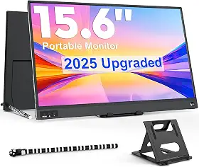ZSCMALLS Tela portátil, monitor estendido de 15,6 polegadas 1080p, tela portátil 1000:1 100% sRGB USB-C HDMI para laptop, tela de viagem HDR com alto-falantes e Smart para PC PS5/4 Xbox Switch