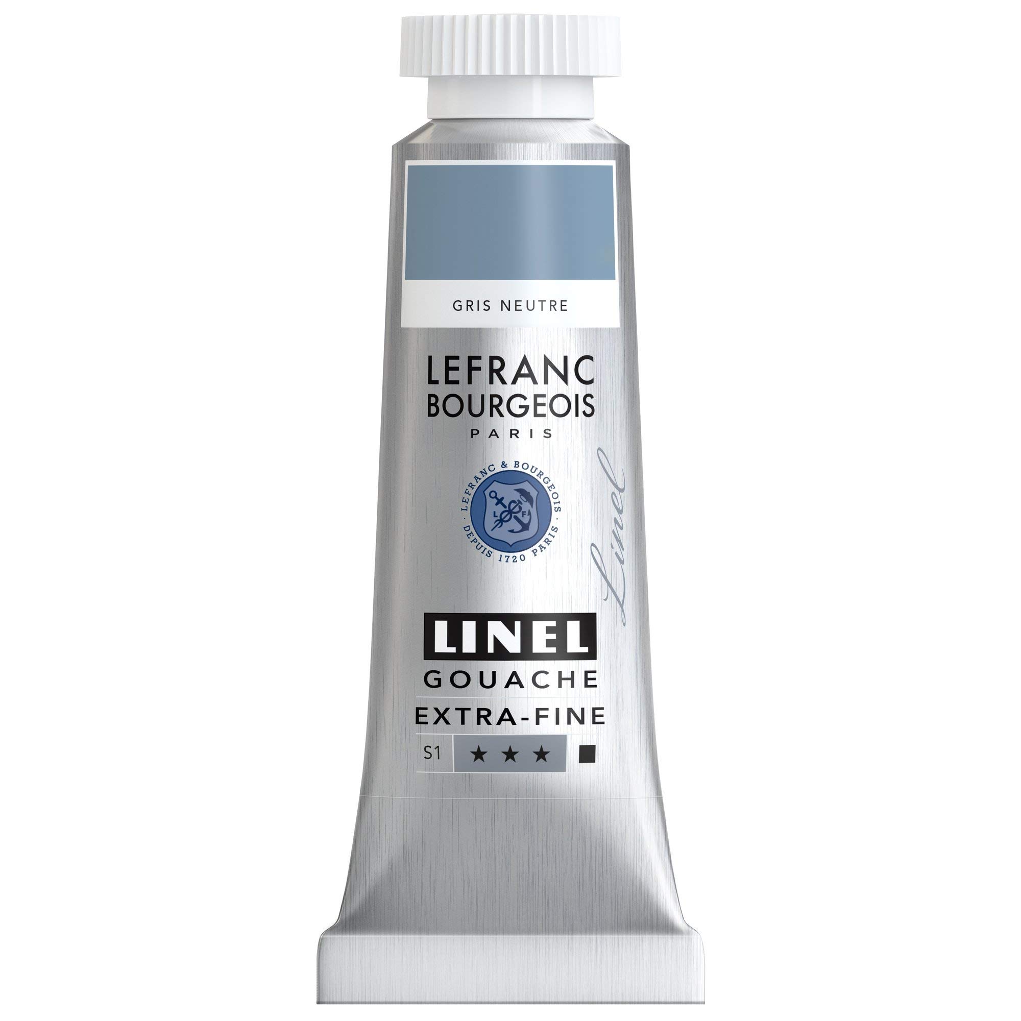 Lefranc & Bourgeois 301224 Linel Gouache Extra-Fine Gouache Paint, Neutral Grey, 14 ml Tube