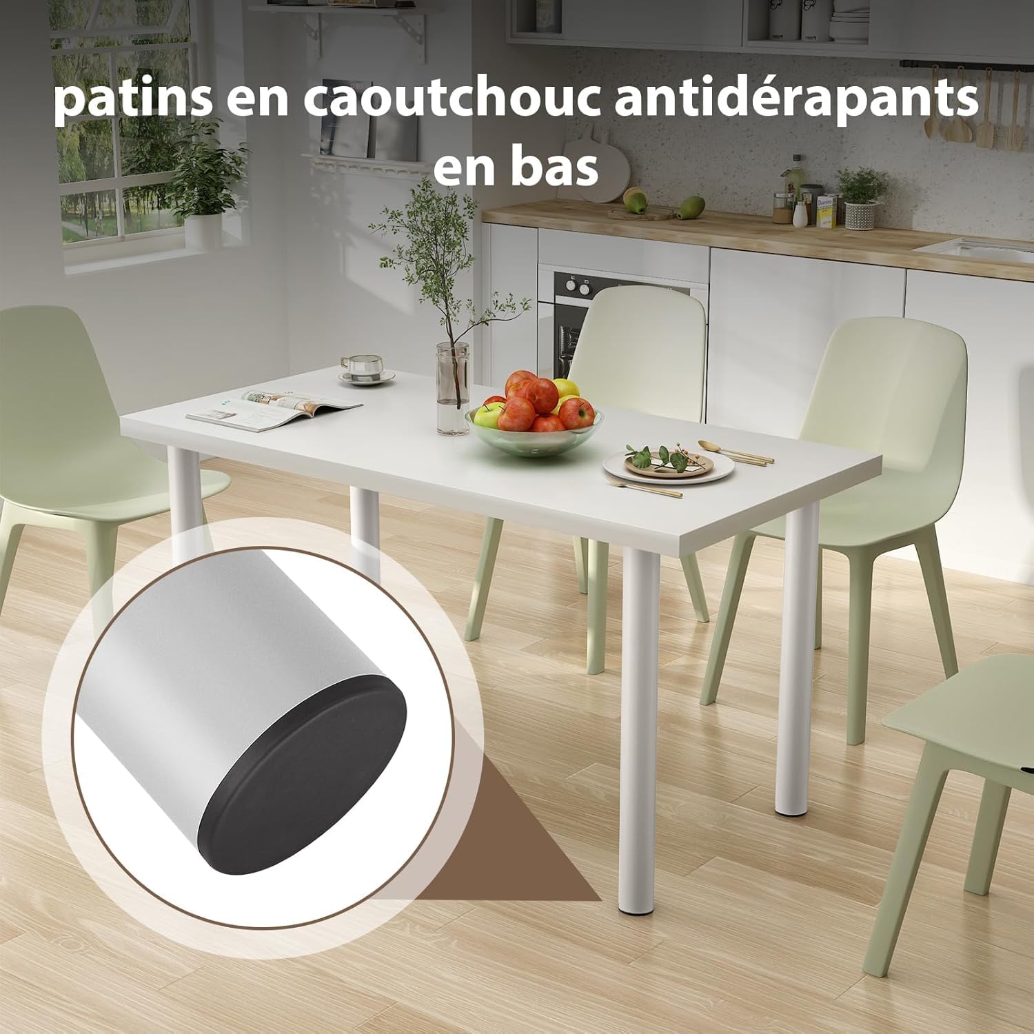Trintion Pieds de Meuble Réglables 71-110 cm – Pied de Lit à Visser, Pieds de Table Basse, Pied Plan de Travail, Pied Bureau Réglable en Métal, Pieds de Meuble avec Options (Chromé)