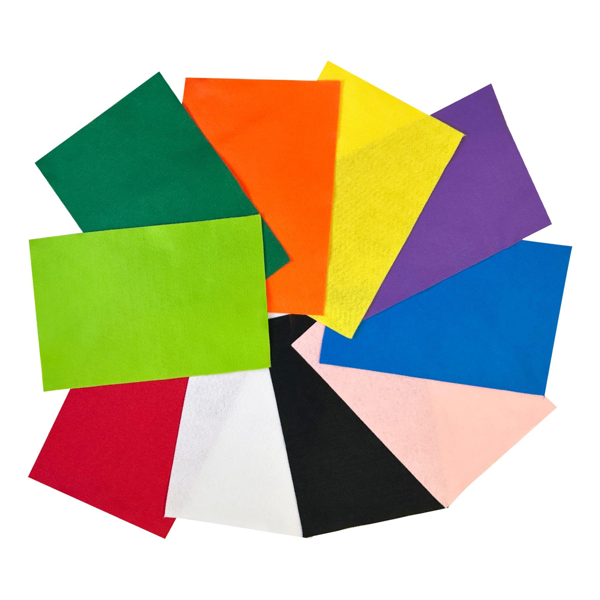 Pack of 10 A4 Assorted Coloured Felt 180gsm Sheets - Soft Nonwoven Fabric for Crafts, DIY, Sewing, Patchwork & Handcraft Projects