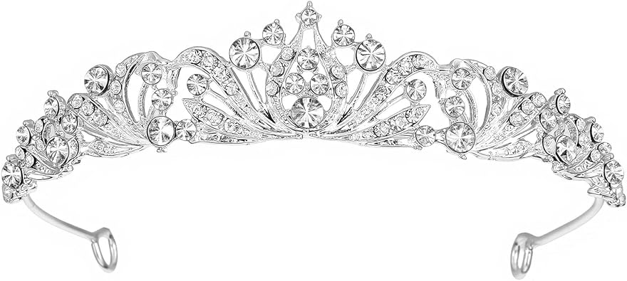 Silver Princess Crown, Silver Wedding Tiara Headband Rhinestone Crowns