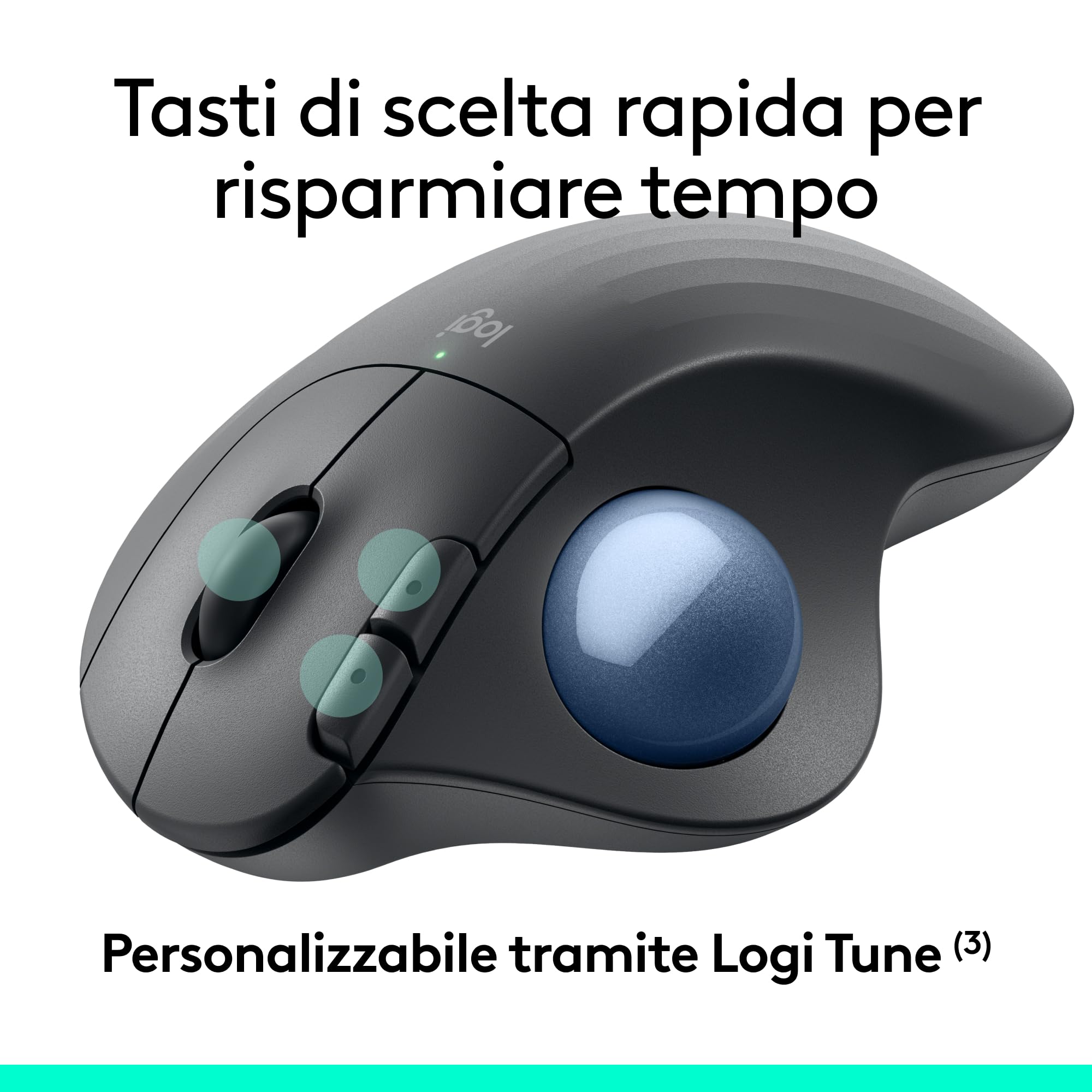 Logitech ERGO M575 Trackball wireless for Business - Controllo facile con il pollice, design ergonomico, Logi Bolt sicuro, Bluetooth, certificazione globale, Windows/Mac/Chrome/Linux - Graphite