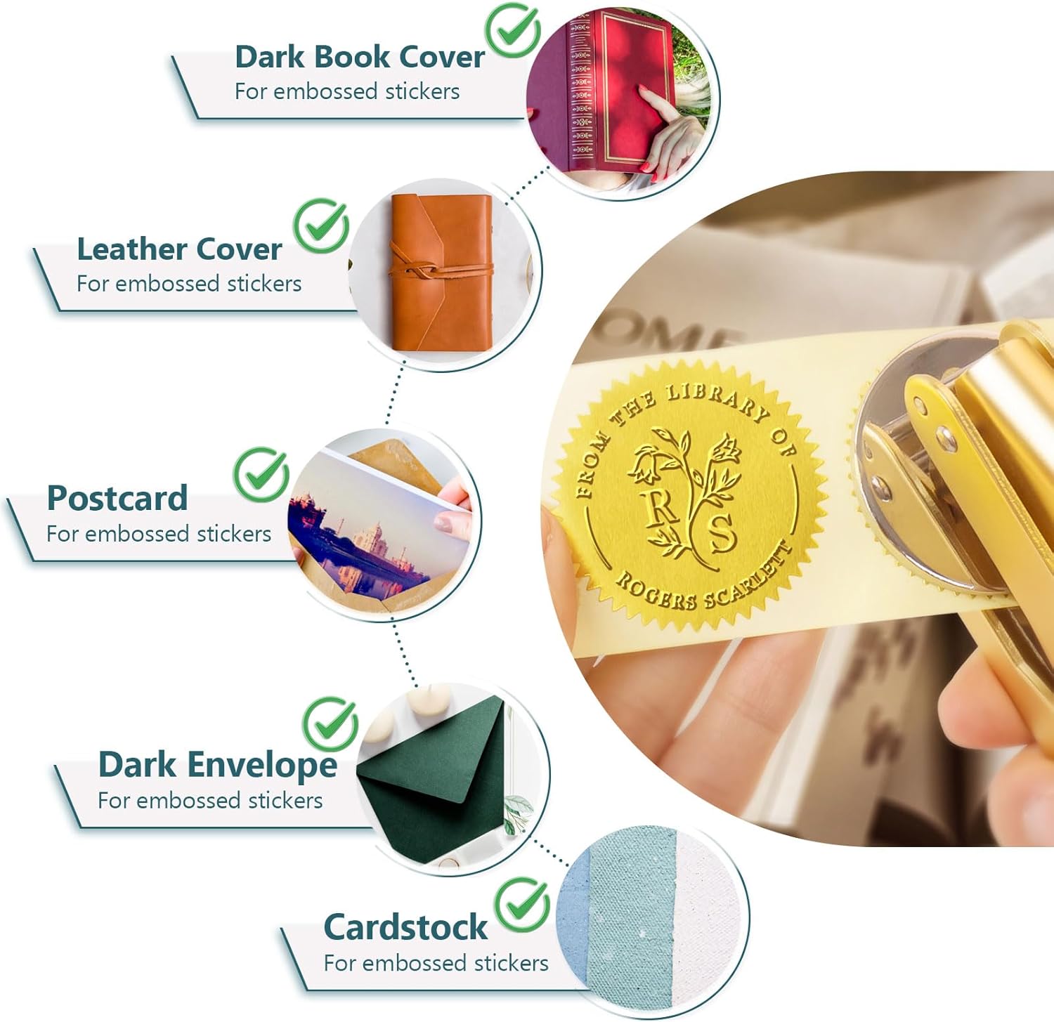 Book Embosser Personalized, Custom Stamp - Library Stamp Personalized Gift Set for Book Lovers | Women | Teachers | Wedding | Friends - Image 7