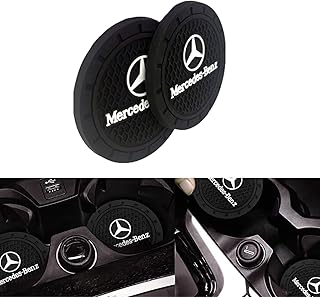Car Cup Coaster Compatible with AMG Mercedes-Benz A-Class C-Class CLA CLS GLC GLE GLS –Silicone Drink Holder Insert Recessed Non-Slip, Interior Accessories, 2.75in 2PC Black Set