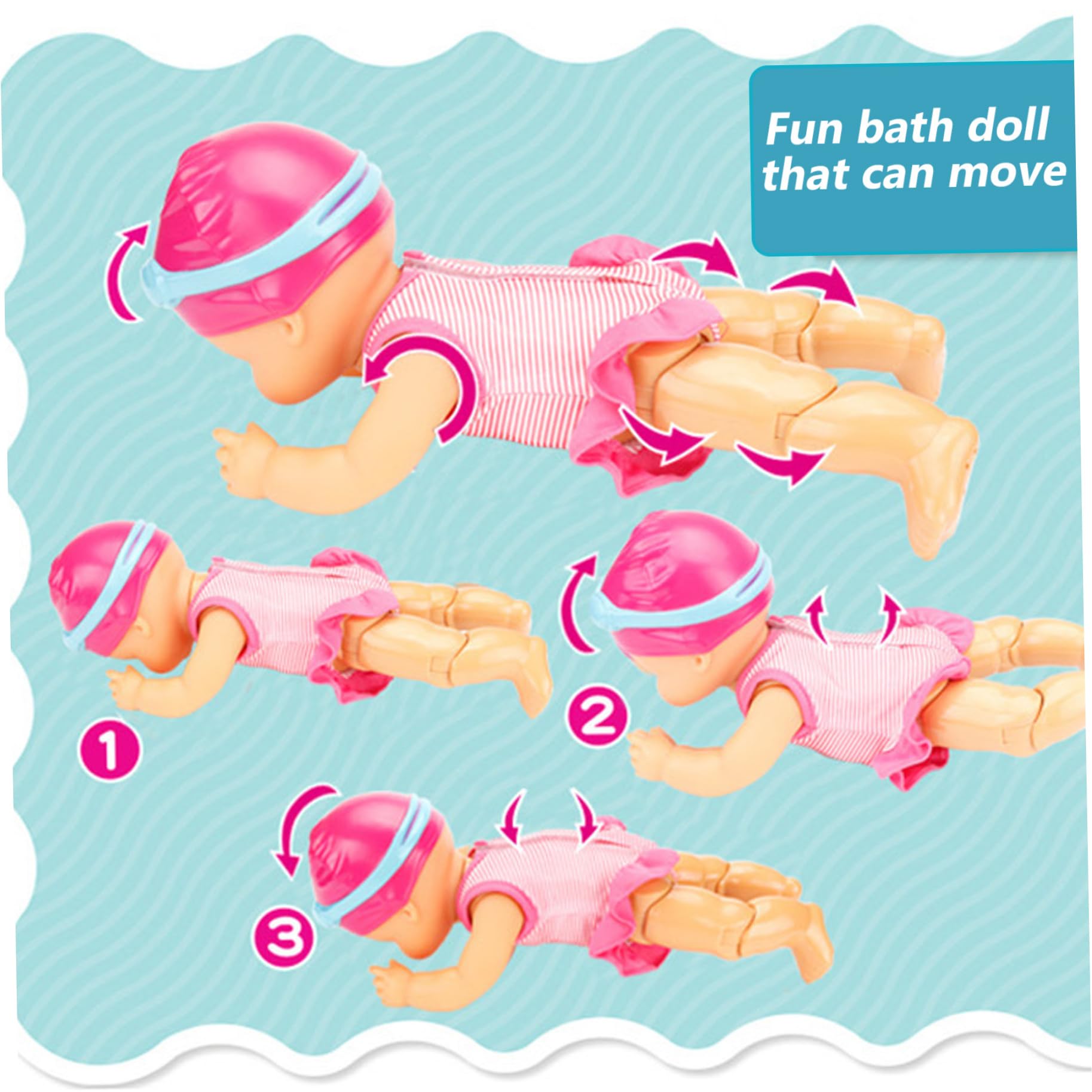 Bambolina Nuota con Giunto Mobile Bambolina Nuoto a Rana Alimentata a Batteria con Tuta Staccabile Bambolina Realistica Impermeabile per Piscina Senza Batteria