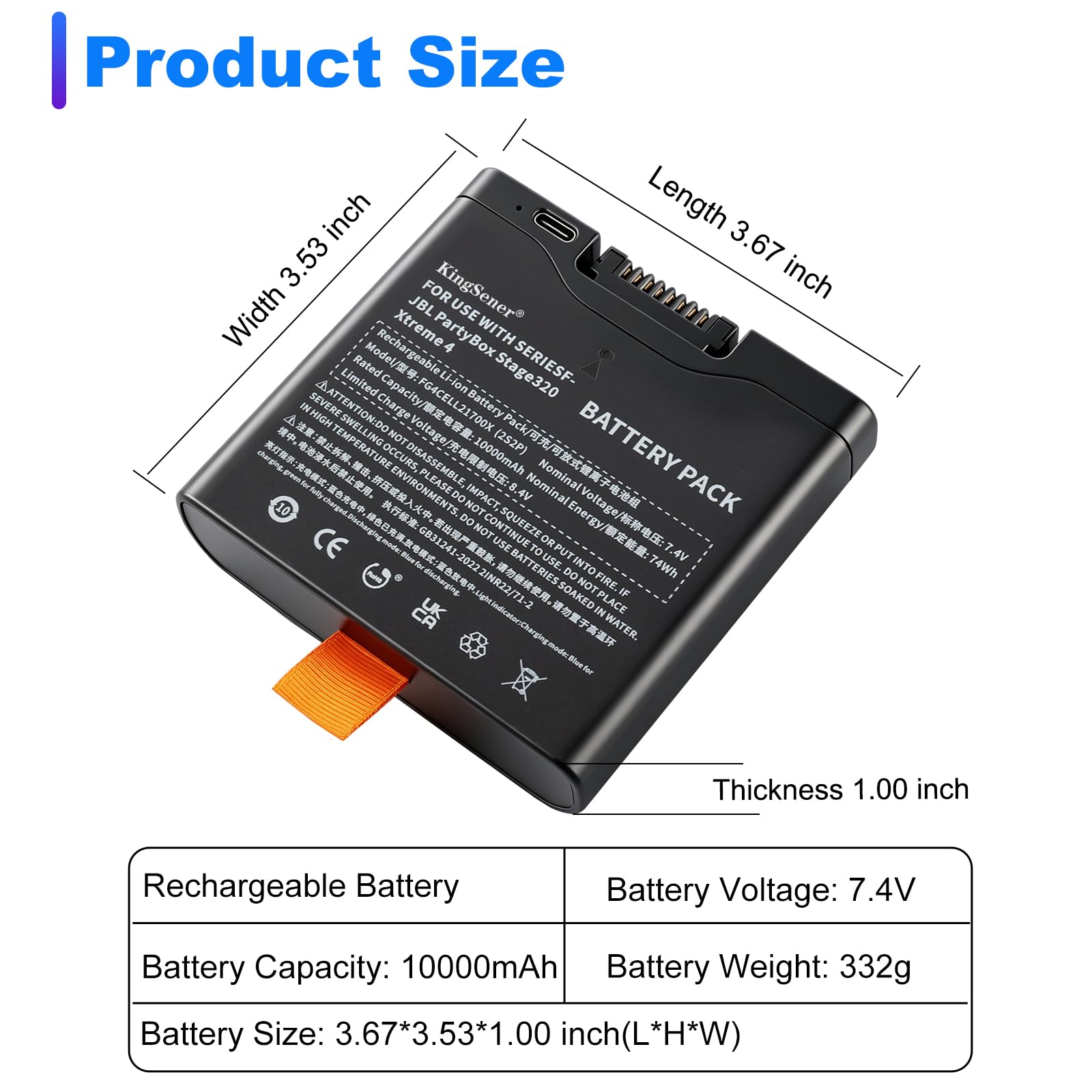 Batterie 72 Wh pour JBL PartyBox Stage 320 Xtreme 4-FG4CELL21700G