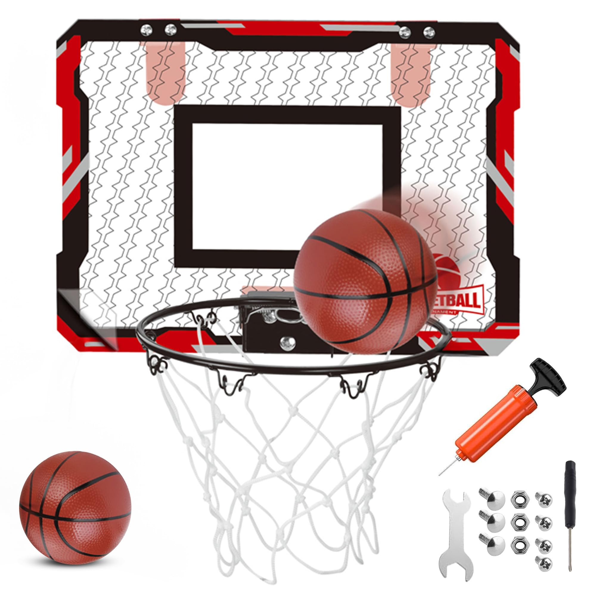 SKILEC Mini Basketball Hoop with Shatterproof Backboard, Breakaway Rim, Heavy Duty Net, 5