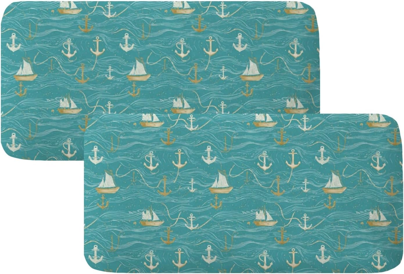 Nautical Wave Sail Loveseat Covers Couch Covers for 2 Cushion Couch, 2-Piece Stretch Sofa Slipcovers Anti-Slip Washable Furniture Protectors for Dogs Pets