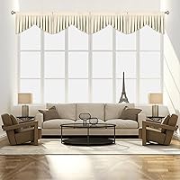 Vista 31 de Cenefas de Cortina Beige para Sala de Estar - Cenefa con Bolsillo para Varilla para Cubiertas de Ventana, Cortinas de Ventana para Dormitorio