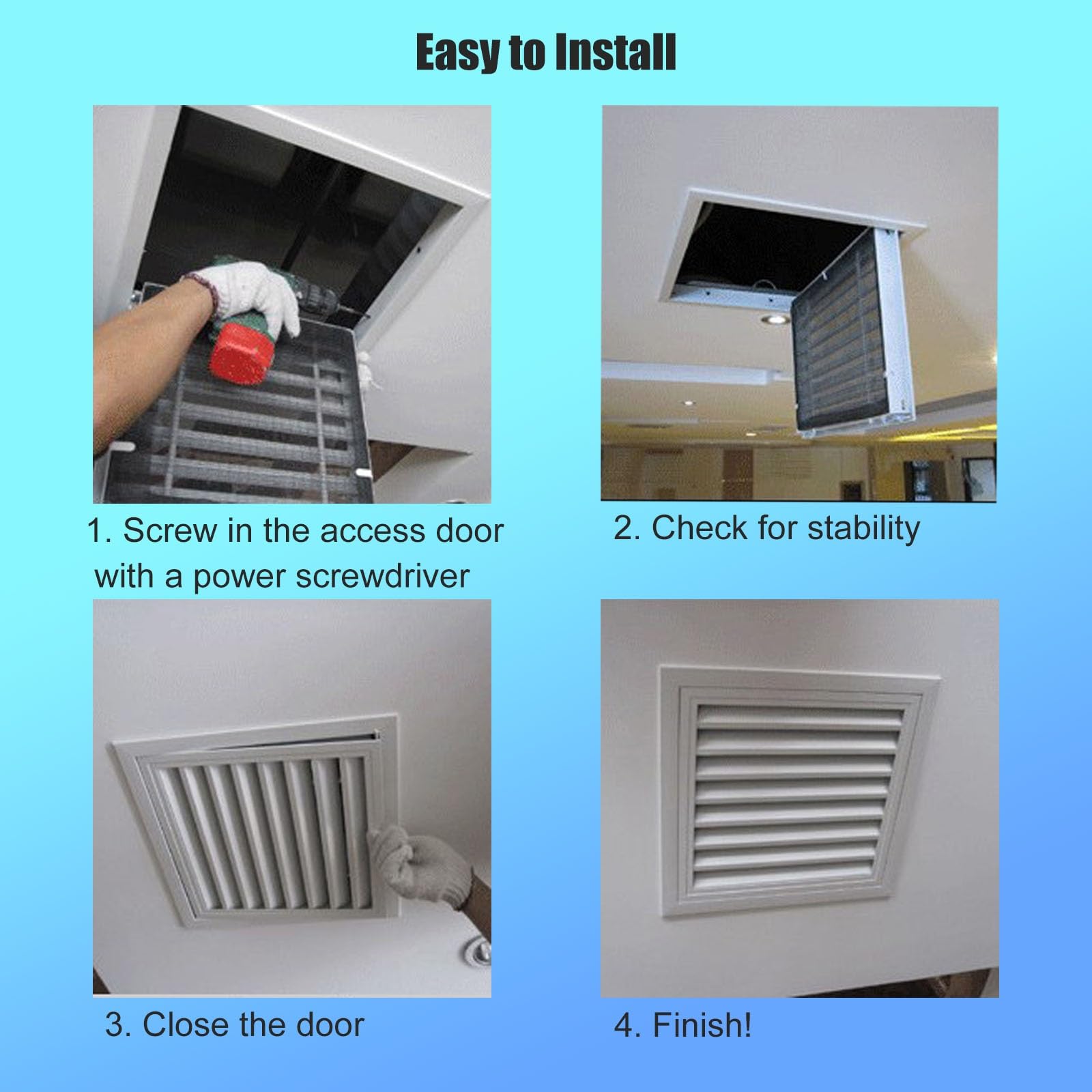 Rejilla de ventilación cuadrada de 12/14/16/18/24/25 pulgadas, panel de acceso de plástico prensado duradero para pared/techo, ideal para fontanería, válvula eléctrica, aire acondicionado (43 x 43 cm)