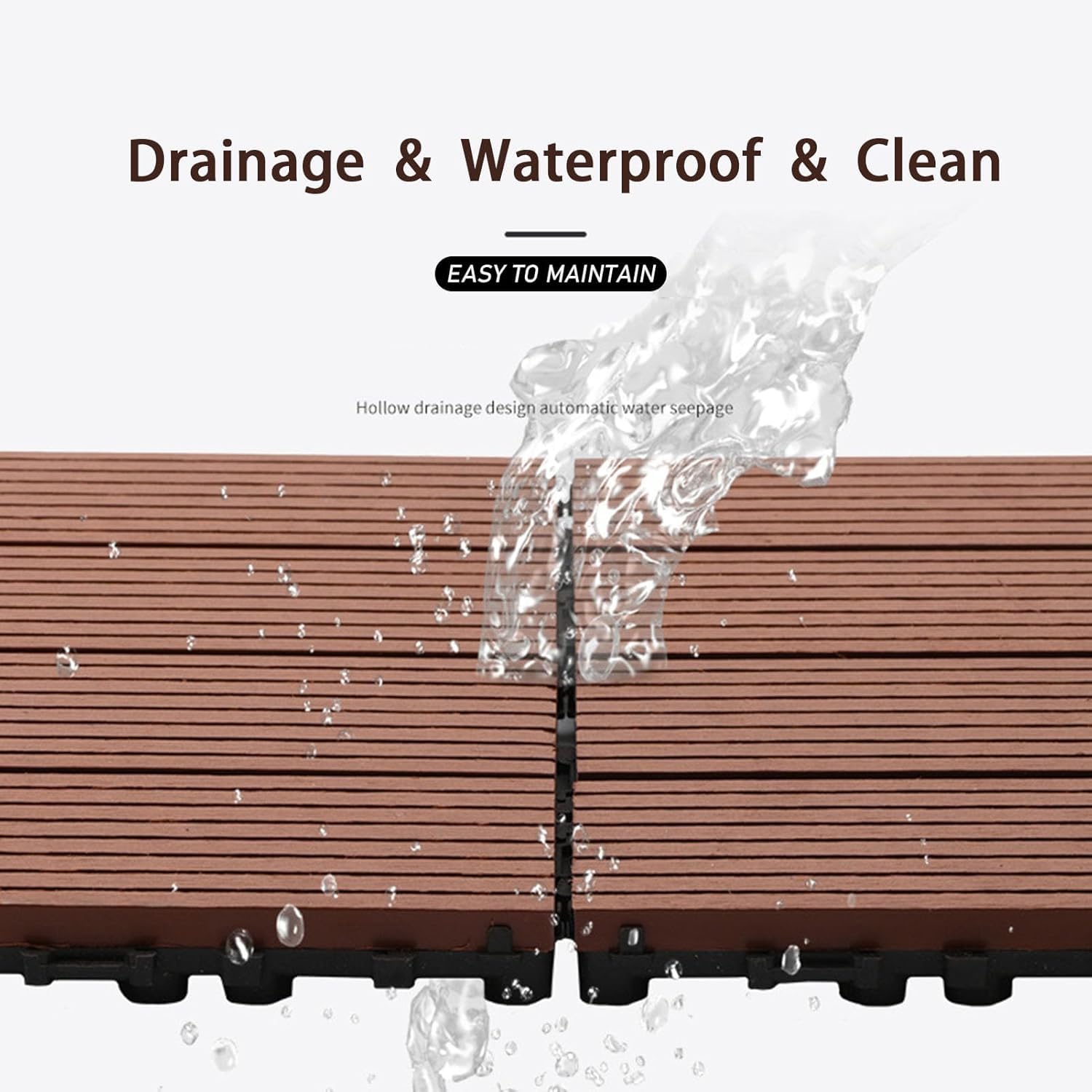 Dalles et lames de terrasse en composite, Paquet de verrouillage en bois extérieur de tuiles de plate-forme de 8 multicolore 30x30x2cm(L-Coffee)