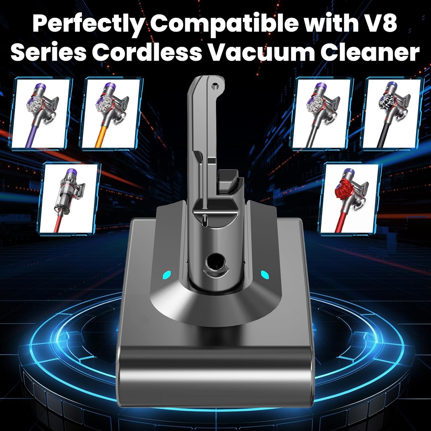 Upgraded 8000mAh Lithium-ion 21.6 Volt Replacement for V8 Battery 8.0Ah Compatible with V8 Battery Absolute Animal Motorhead Fluffy Carbon Fiber Vacuum SV10 Vacuum Cleaners Power Tools (V8 sliver)