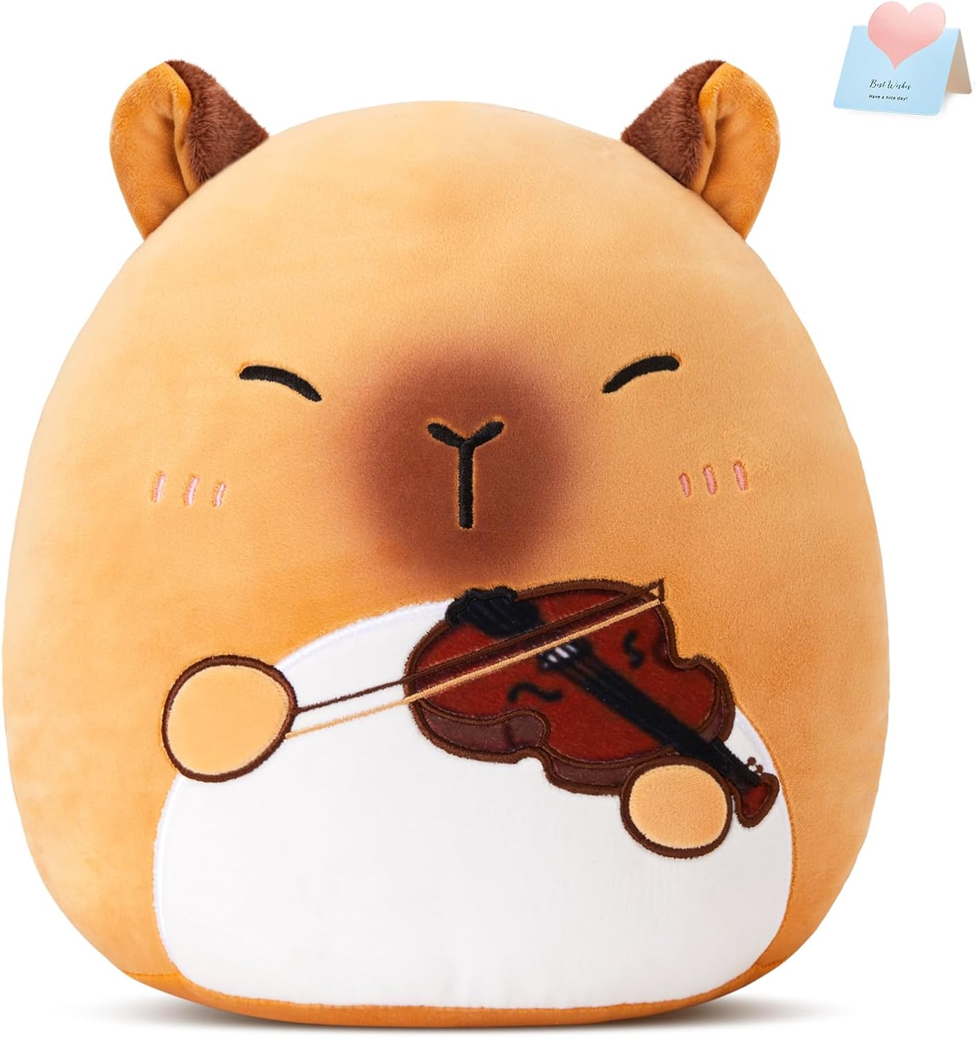 Glow Guards 12'' Brown Capybara Plush Pillow, Soft Capybara Plush Toy Holding Violin, Cute Capybara Stuffed Animal Gifts for Boys Girls Kids for Music Lovers