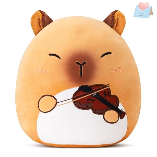 Glow Guards 12'' Brown Capybara Plush, Soft Capybara Plush Toy Holding Violin, Cute Capybara Stuffed Animal Gifts for Boys Girls Kids Perfect Birthday Graduation Gift for Music Lovers - Capybara