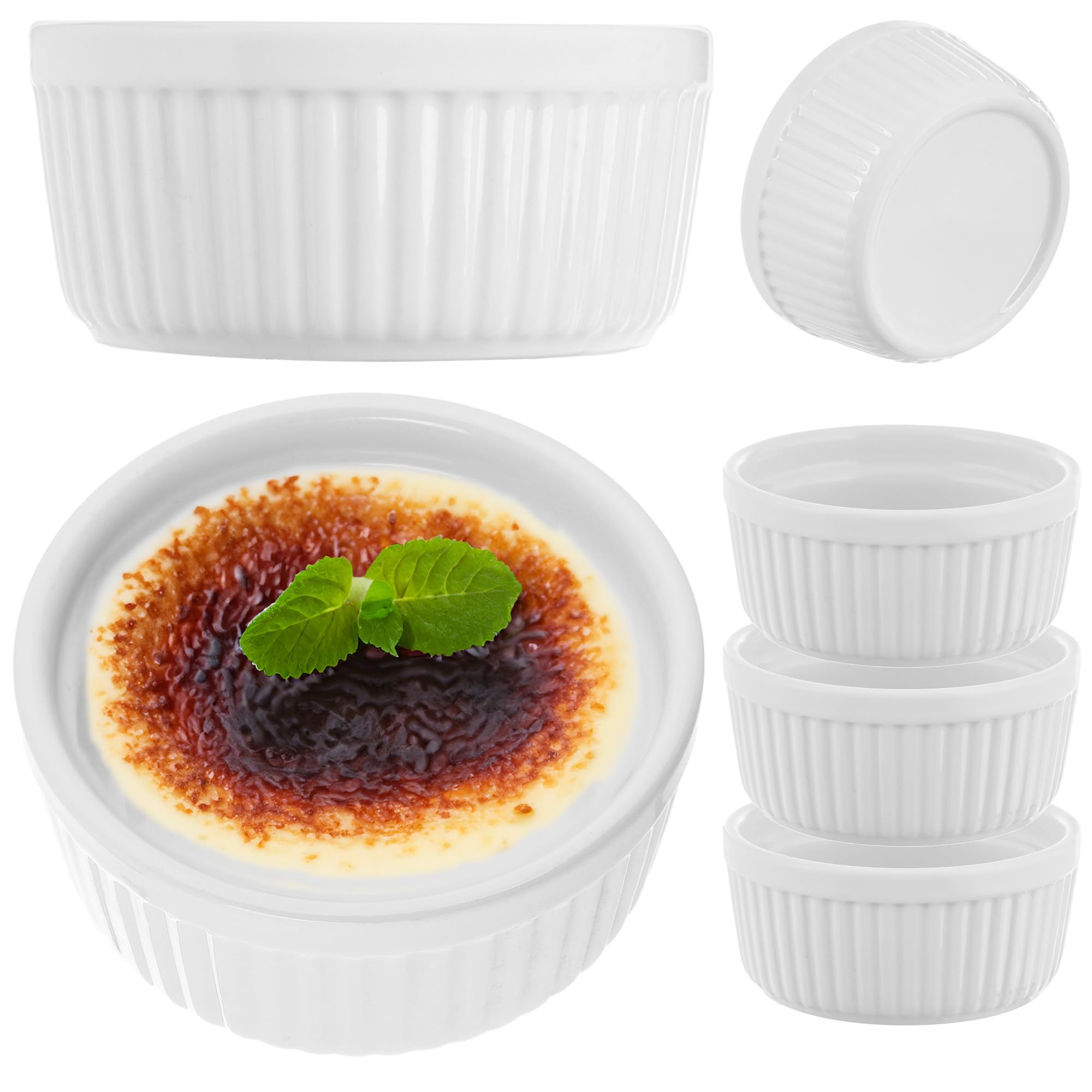 KADAX Set di 3 ramequini soffiati, diametro 11 cm, in porcellana, adatti al forno, per crema bruciata, soffiato, bianco