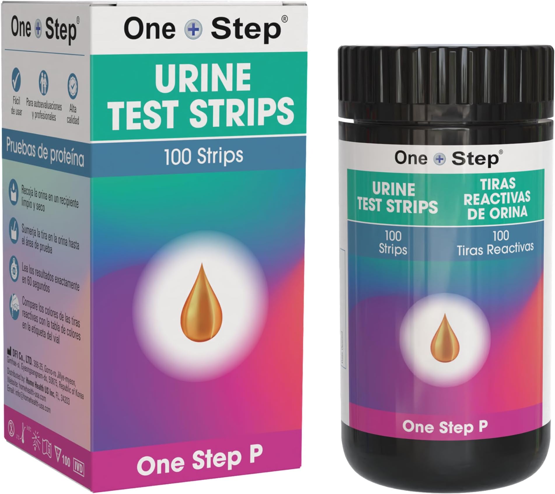 One Step Protein Urine Testing Kit, 100 Urine Test Strips, Quick, Accurate Results, 60 Seconds, Home Urinalysis Test Strips, Proteinuria Check, Monitor UTI, Kidney Health, Liver & More